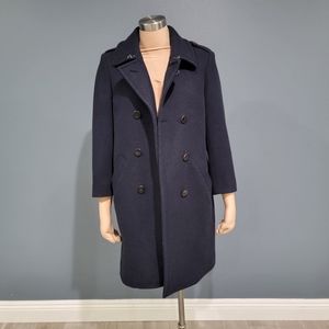 Katherine Hamnett navy blue wool blend pea coat 8